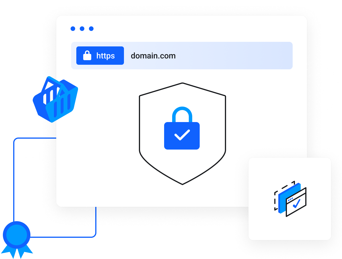 SSL certificates create an encrypted connection and establish trust.